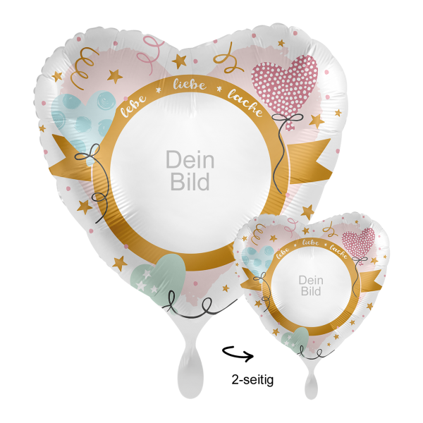 1 Ballon mit Foto - Birthday lebe liebe lache