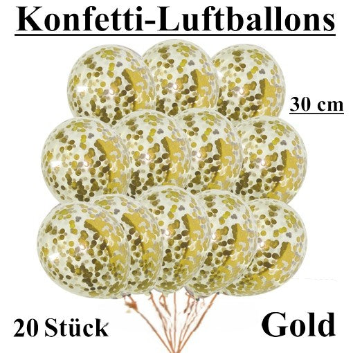 Konfetti-Luftballons 30 Gold