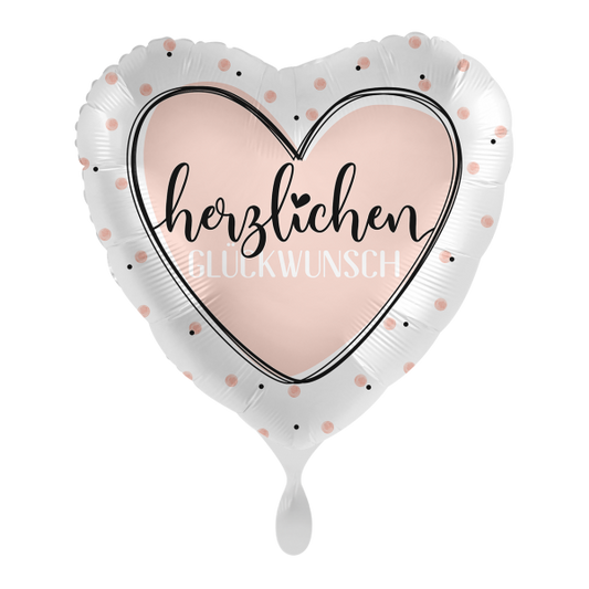 1 Ballon - Glossy Heart Herzlichen Glückwunsch