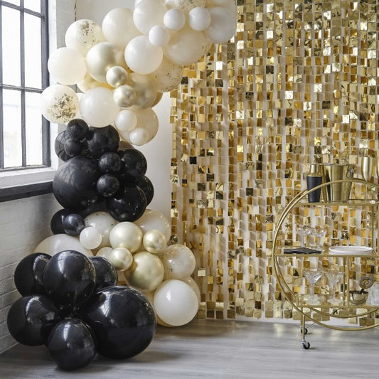 Ballon Arch - Black, Cream, Nude and Champagne Chrome