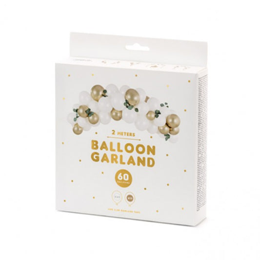 1 Ballonset - Ballongirlande - "White & Gold"