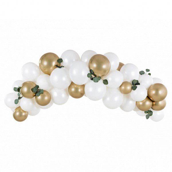 1 Ballonset - Ballongirlande - "White & Gold"