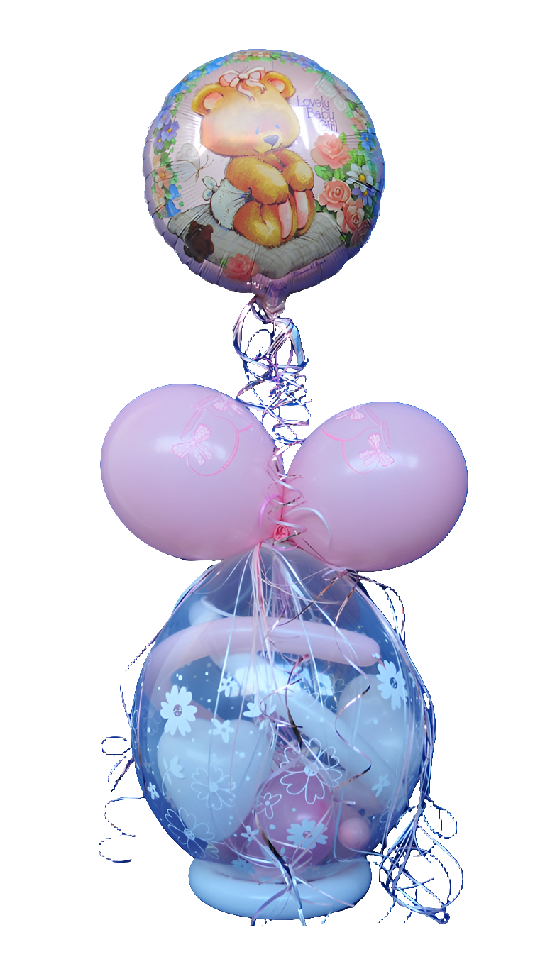 Geschenk im Luftballon "zur Geburt" Rosa