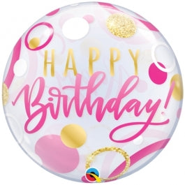 Happy Birthday - Pink & Gold Dots